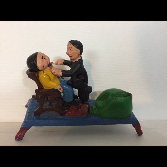 Vintage Cast Iron Dentist Patient Mechanical Toy - Picture 2 of 7